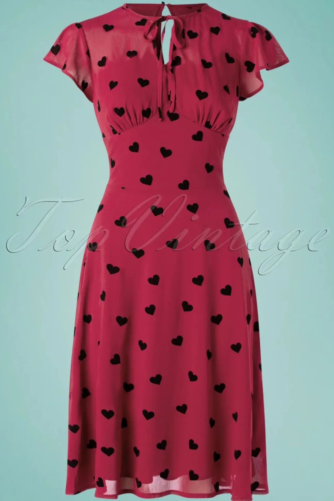 Peppa Chiffon Hearts Tea Jurk In Frambozenrood
