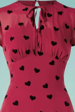 Peppa Chiffon Hearts Tea Jurk In Frambozenrood