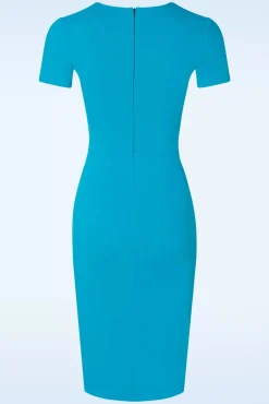 Rachel Pencil Jurk In Aqua Blauw
