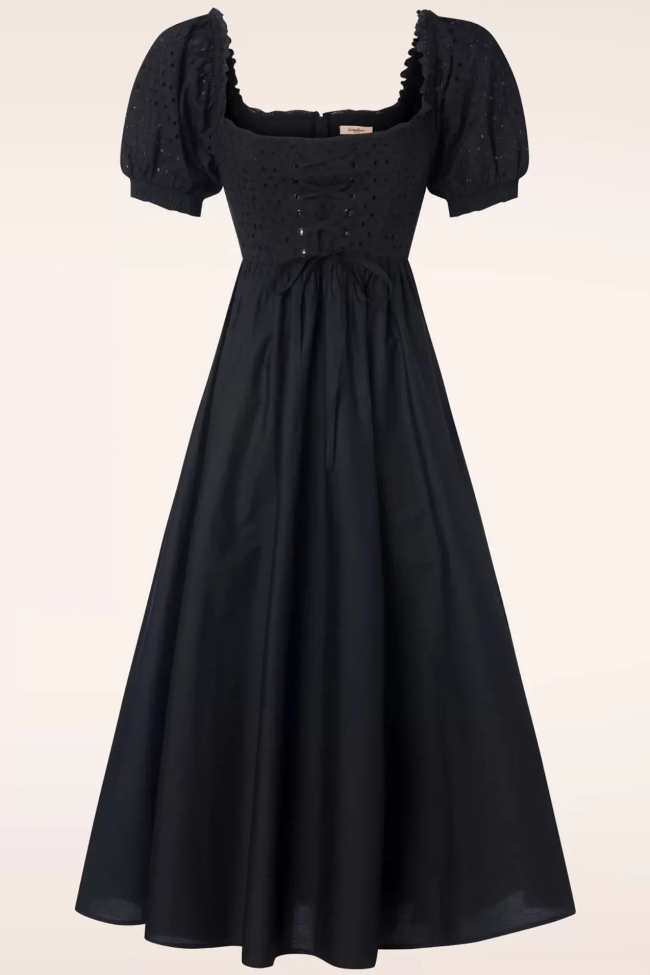 River Embroidery Swing Jurk In Zwart
