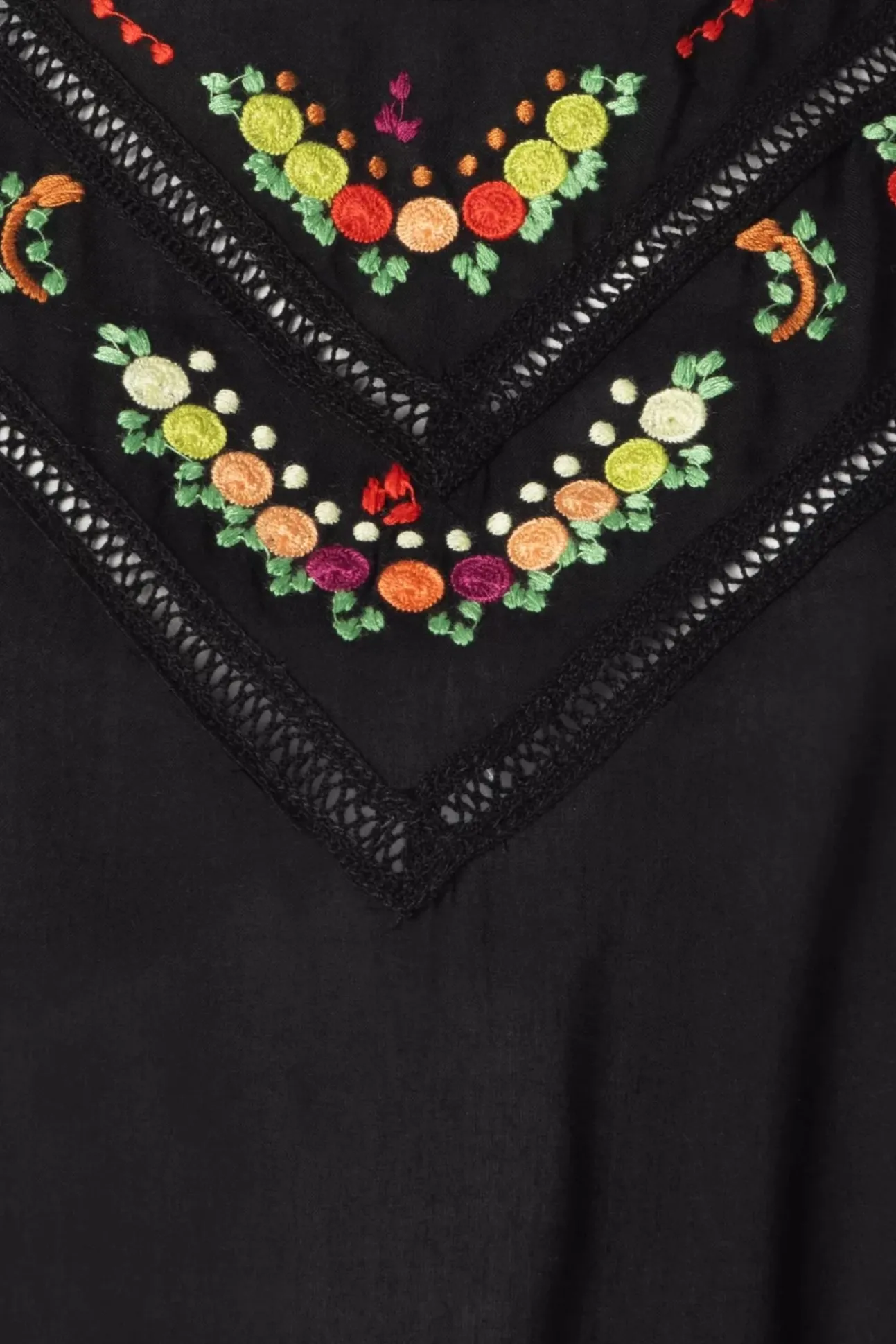 Selly Citrine Embroidery Top In Zwart