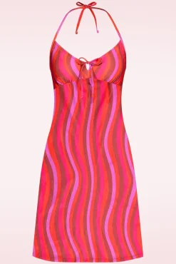 Shiny Waves Strand Jurk In Multi