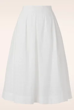 Suzette Rosa Broderie Anglaise Rok Met Plooien In Wit
