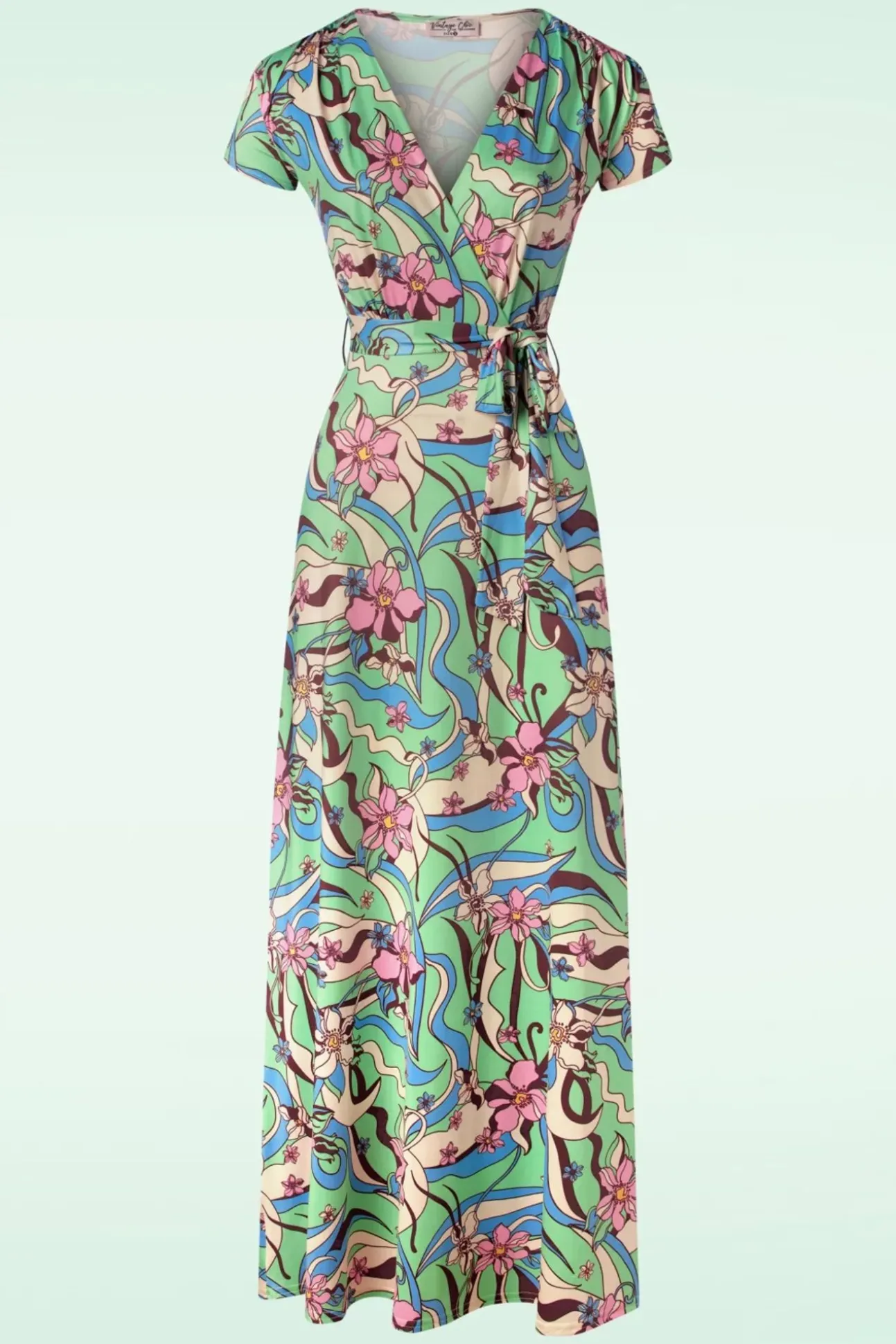 Swirly Maxi Jurk In Groen En Roze
