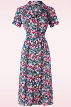 Tea Party Jurk In Zwart En Multi