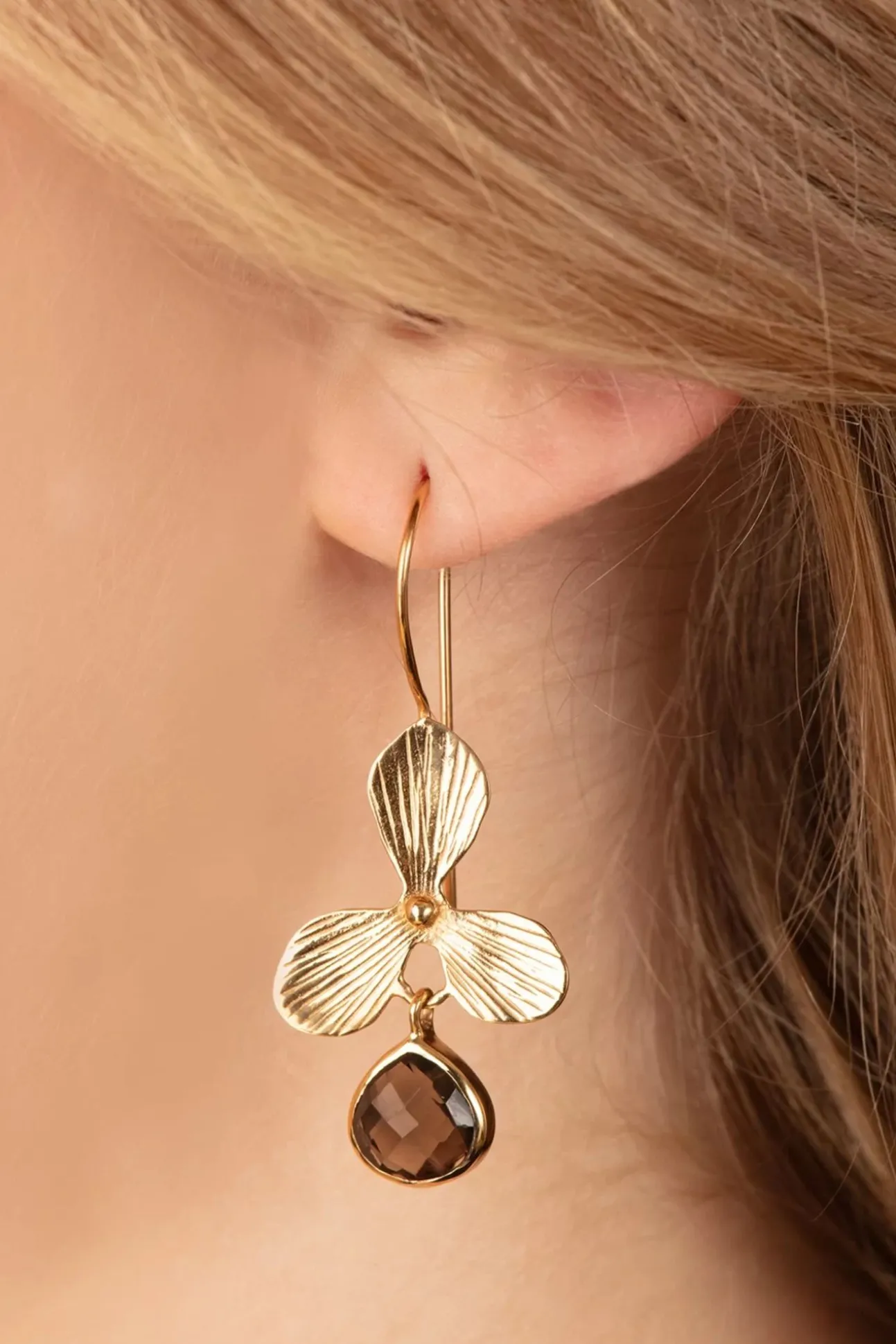 The Clover Oorbellen In Goud En Rookkwarts
