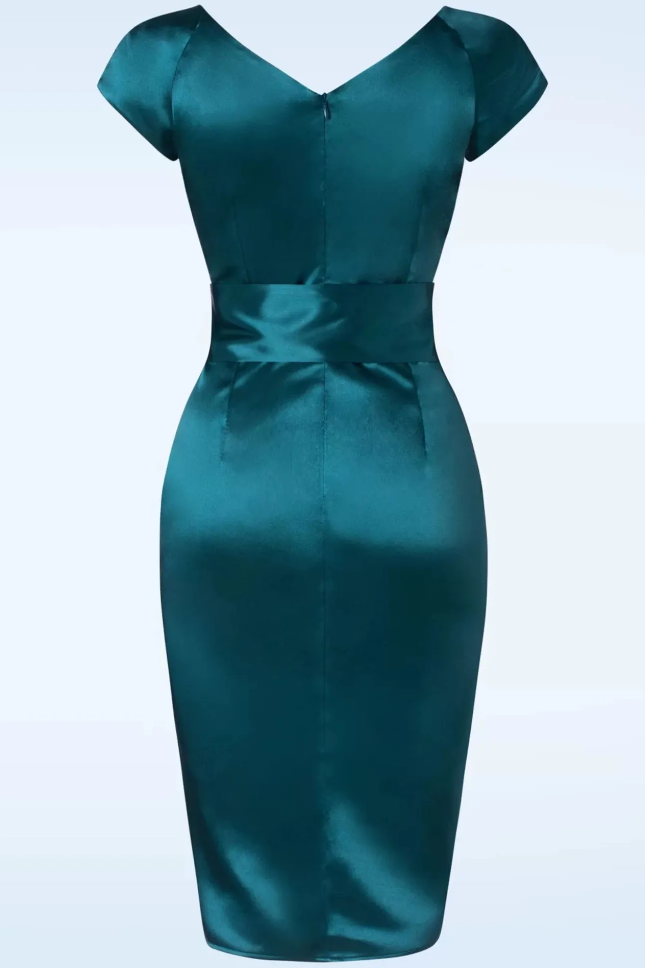 The Moira Satin Pencil Jurk In Teal