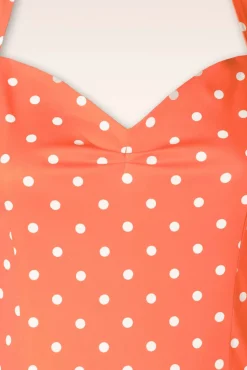Topvintage Exclusive ~ Bettie Polka Dot Swing Jurk In Oranje