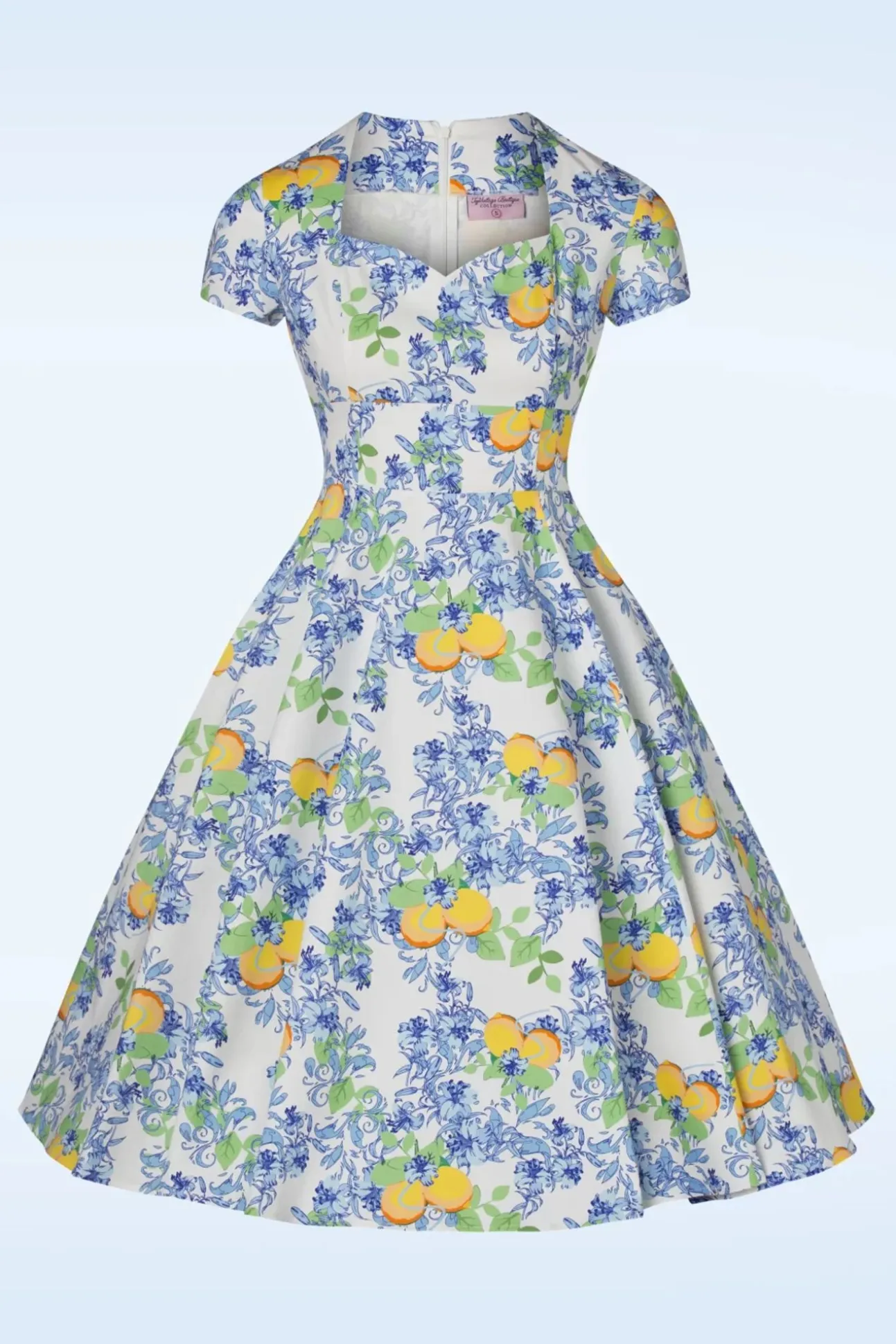 Topvintage Exclusive ~ Joliena Swingjurk In Wit En Blauw