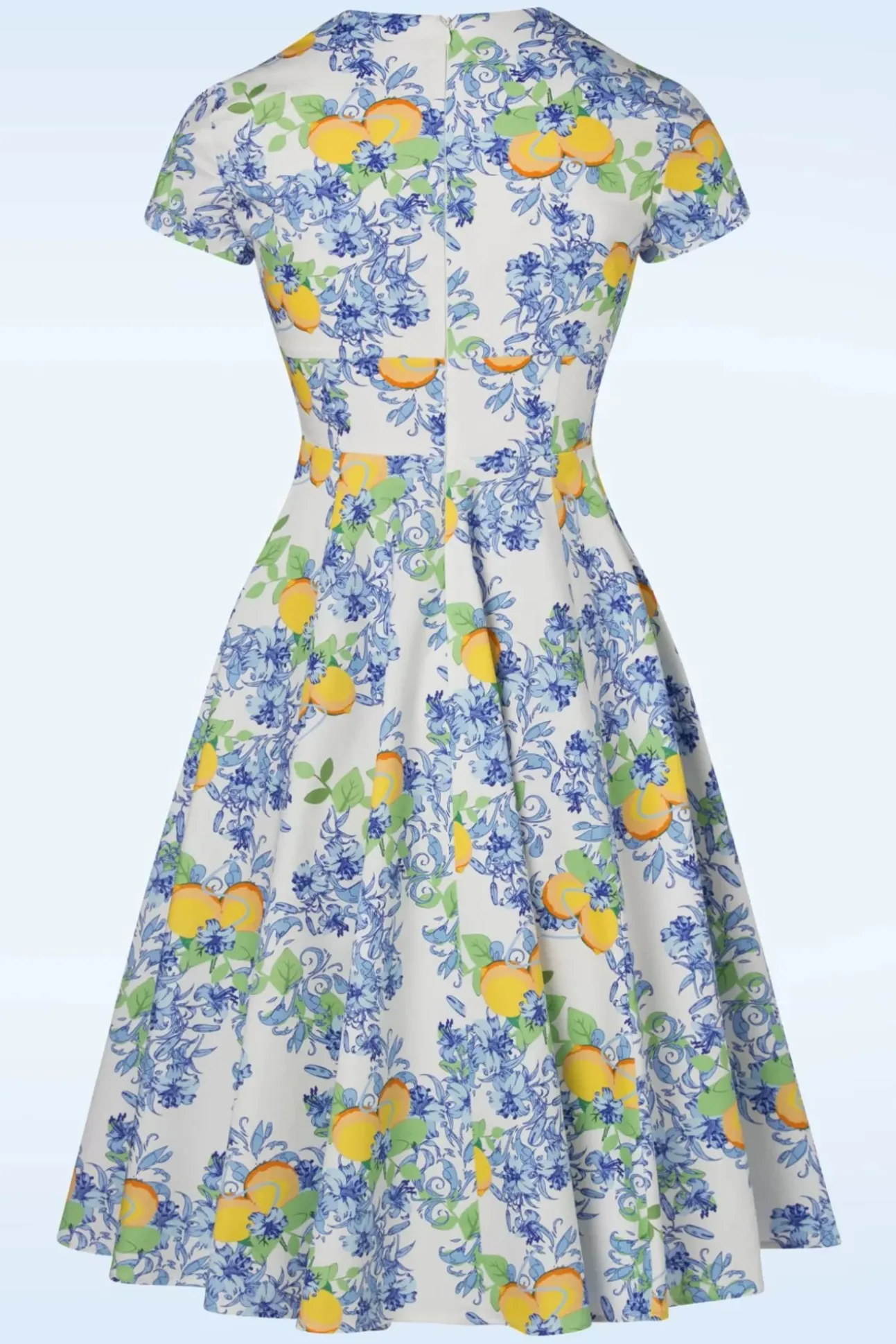 Topvintage Exclusive ~ Joliena Swingjurk In Wit En Blauw