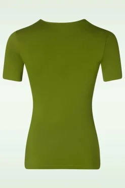 Tricot Sweetheart Top In Luxe Olijfgroen