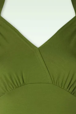 Tricot Sweetheart Top In Luxe Olijfgroen