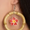 Tropical Flower Bamboe Hoop Oorbellen