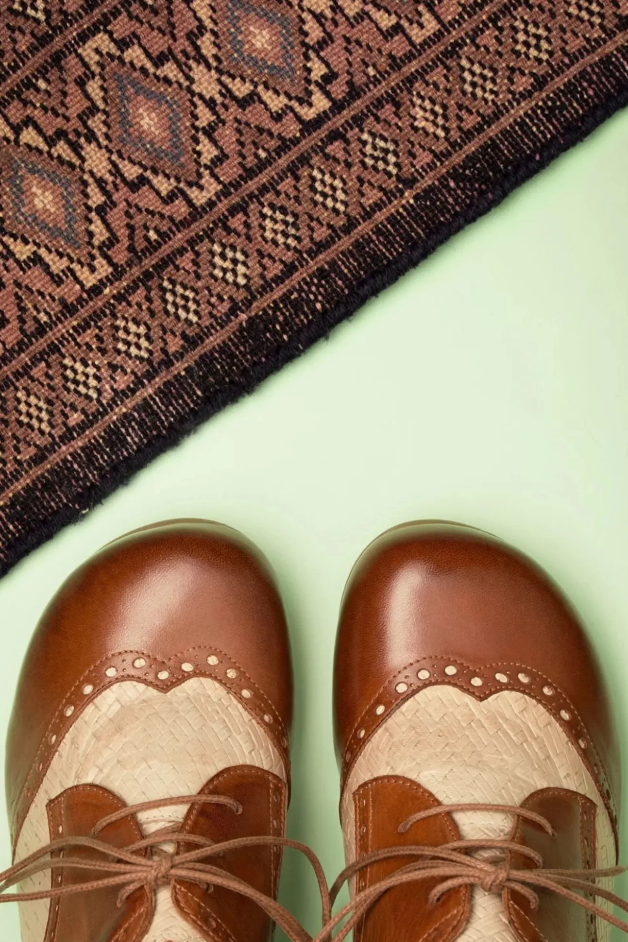 Tully Lederen Veterschoentjes In Cognac En Creme