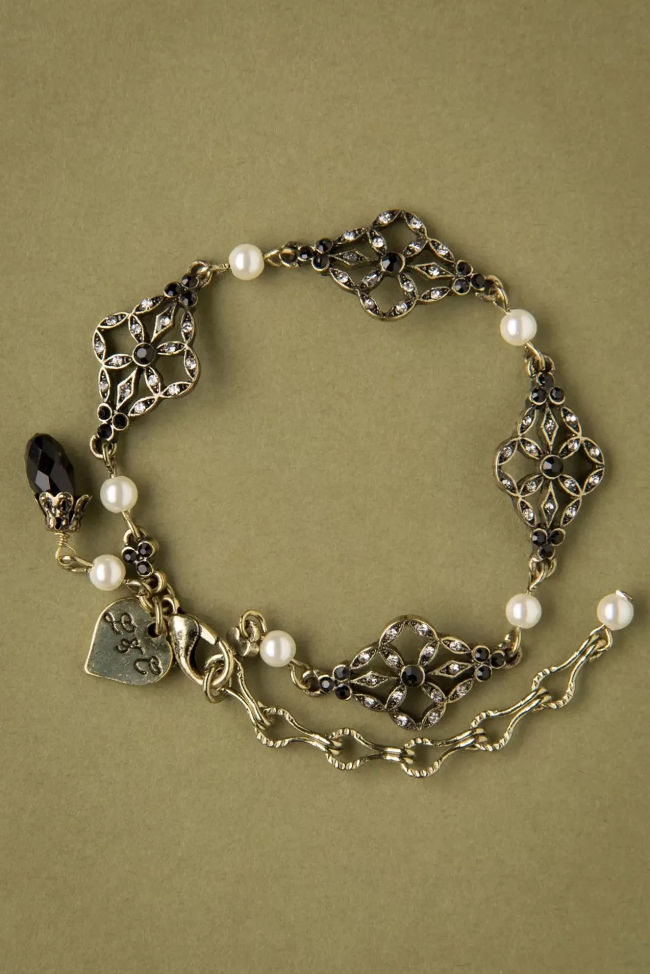 Victoriaanse Filigraan Armband In Zwart
