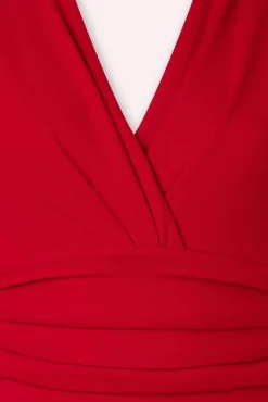 Vivien Pencil Jurk In Diep Rood
