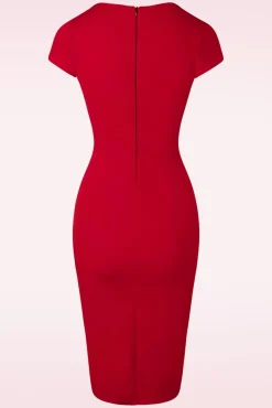 Vivien Pencil Jurk In Diep Rood