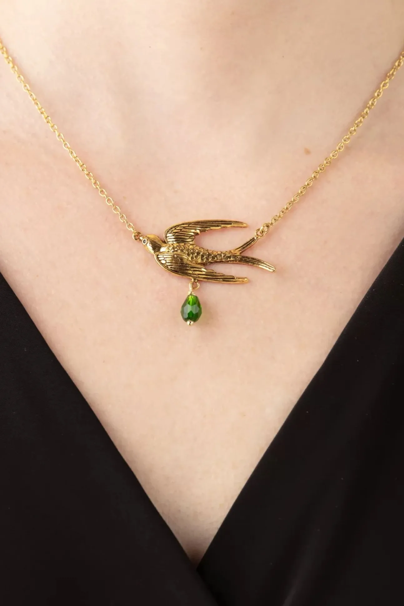 Vogel Ketting In Goud En Groen